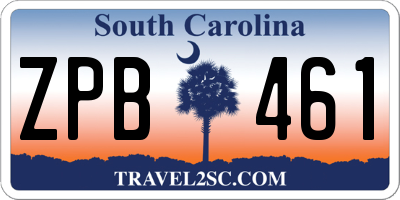 SC license plate ZPB461
