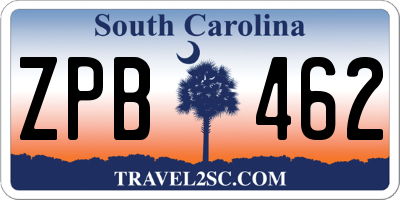 SC license plate ZPB462