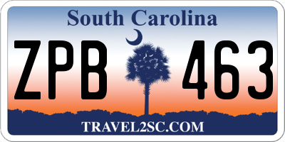 SC license plate ZPB463