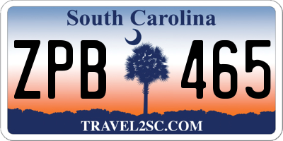 SC license plate ZPB465