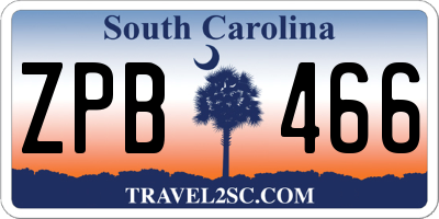 SC license plate ZPB466