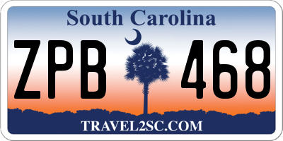 SC license plate ZPB468