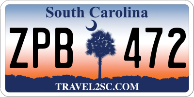 SC license plate ZPB472