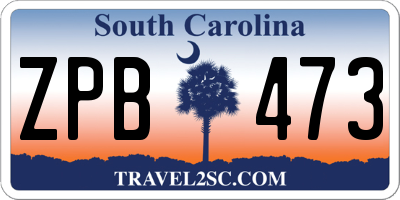 SC license plate ZPB473