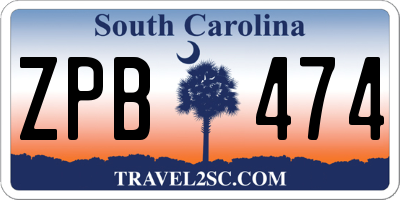 SC license plate ZPB474