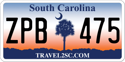 SC license plate ZPB475