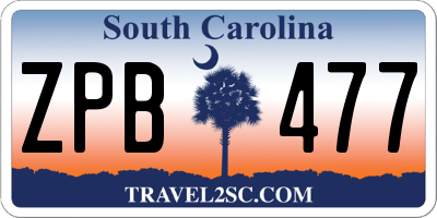 SC license plate ZPB477