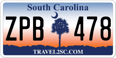 SC license plate ZPB478