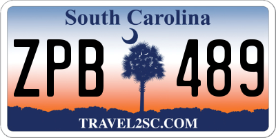 SC license plate ZPB489