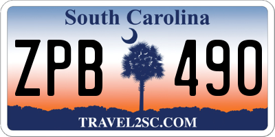 SC license plate ZPB490