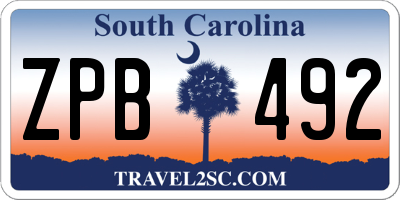 SC license plate ZPB492
