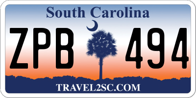 SC license plate ZPB494