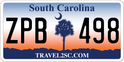 SC license plate ZPB498