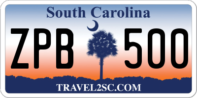 SC license plate ZPB500