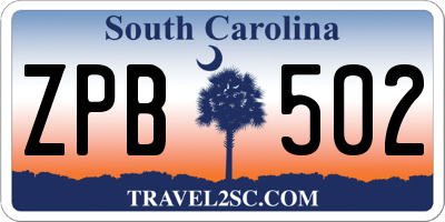 SC license plate ZPB502