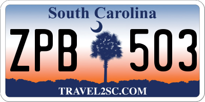 SC license plate ZPB503