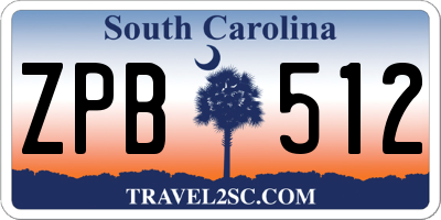 SC license plate ZPB512
