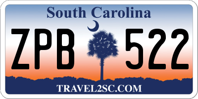 SC license plate ZPB522