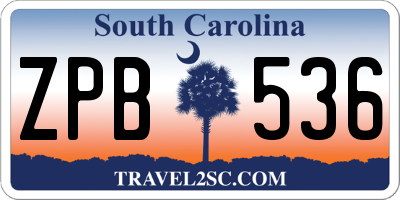 SC license plate ZPB536