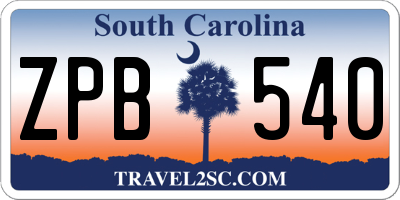 SC license plate ZPB540