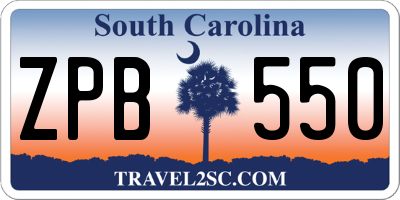 SC license plate ZPB550