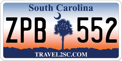SC license plate ZPB552