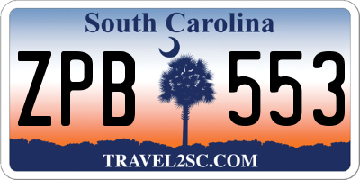 SC license plate ZPB553