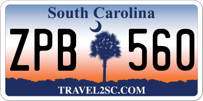 SC license plate ZPB560