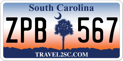 SC license plate ZPB567
