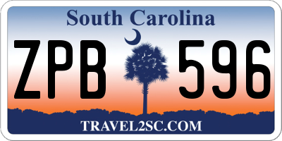 SC license plate ZPB596