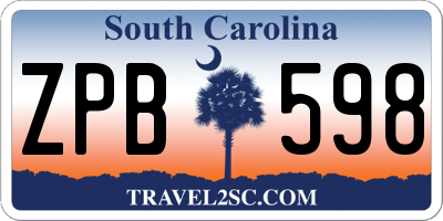 SC license plate ZPB598