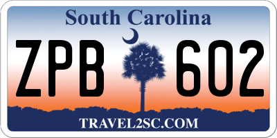 SC license plate ZPB602