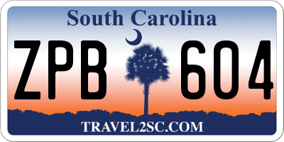 SC license plate ZPB604