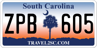 SC license plate ZPB605