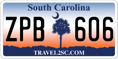 SC license plate ZPB606