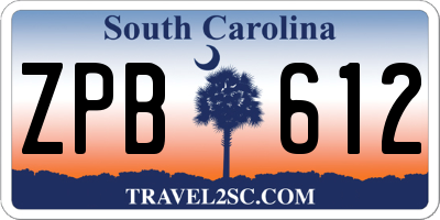 SC license plate ZPB612