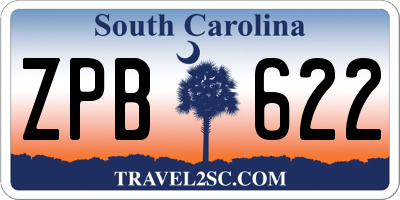 SC license plate ZPB622