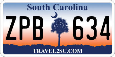 SC license plate ZPB634