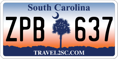 SC license plate ZPB637