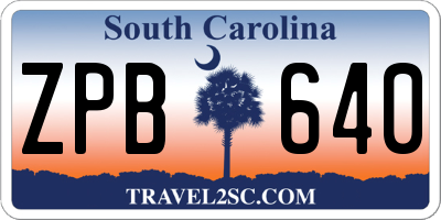 SC license plate ZPB640