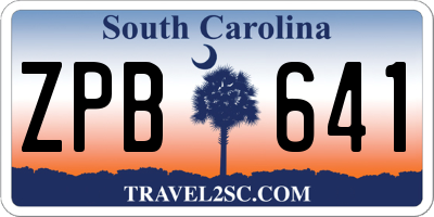 SC license plate ZPB641