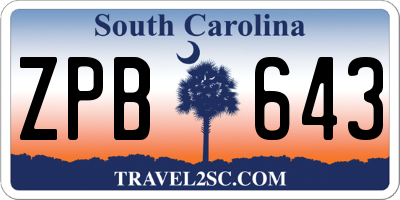 SC license plate ZPB643