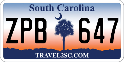 SC license plate ZPB647