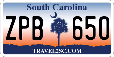 SC license plate ZPB650