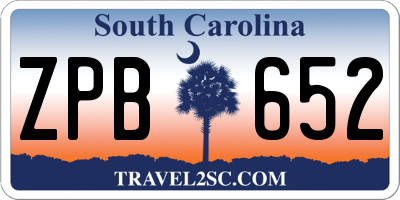 SC license plate ZPB652
