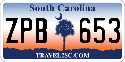 SC license plate ZPB653