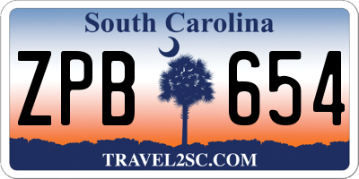 SC license plate ZPB654