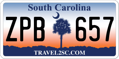 SC license plate ZPB657