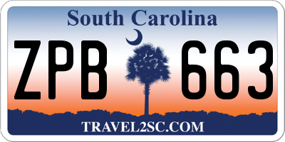 SC license plate ZPB663
