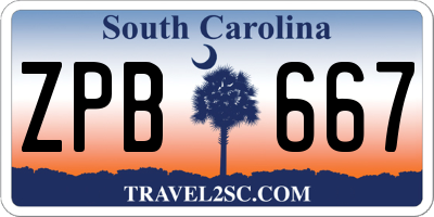 SC license plate ZPB667